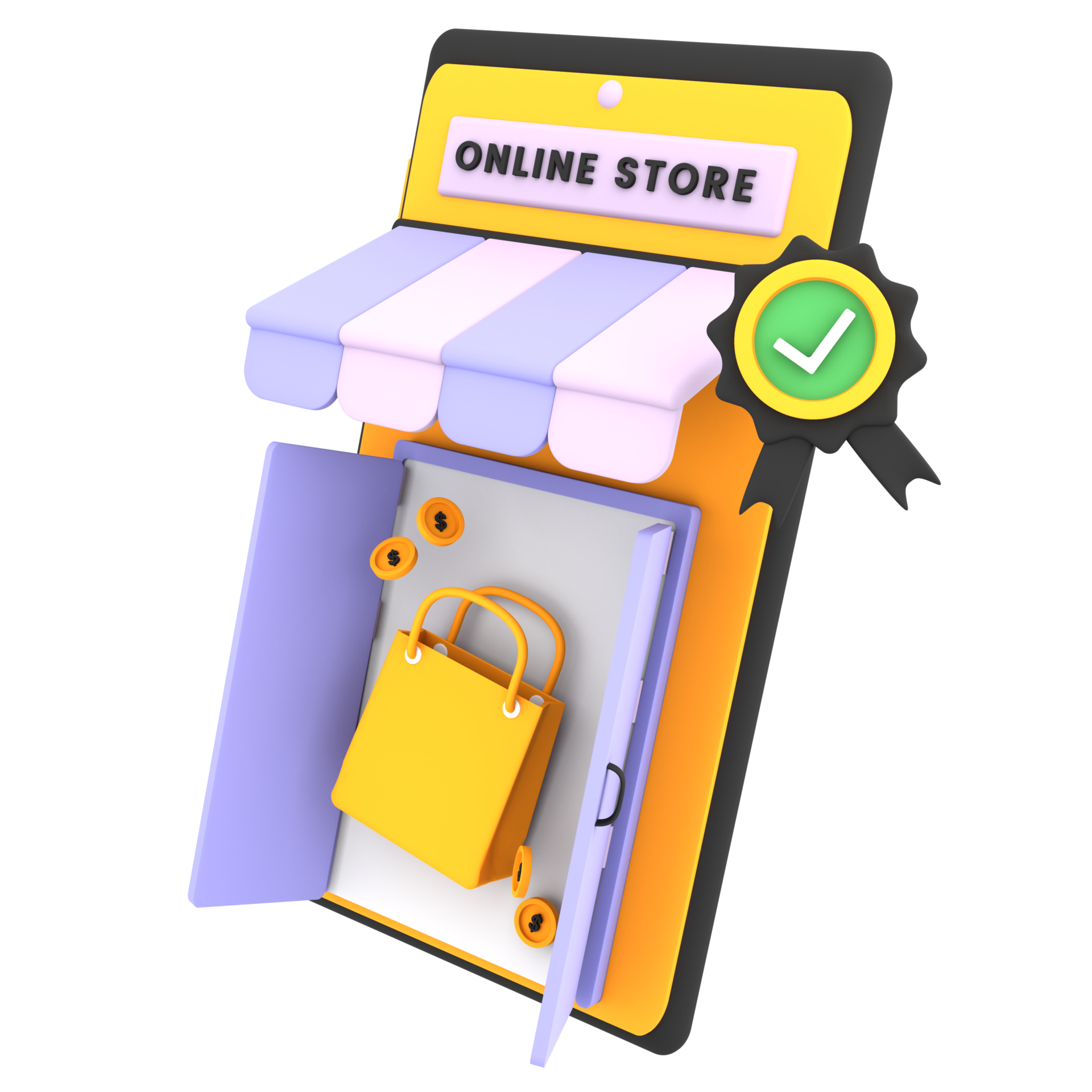 tienda verificada tienda en línea ilustración 3d para icono de comercio electrónico 9848288 PNG